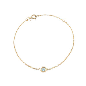 14 KT Aquamarine Birthstone gold adjustable bracelet