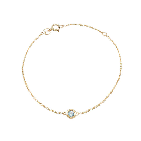 14 KT Aquamarine gold adjustable bracelet