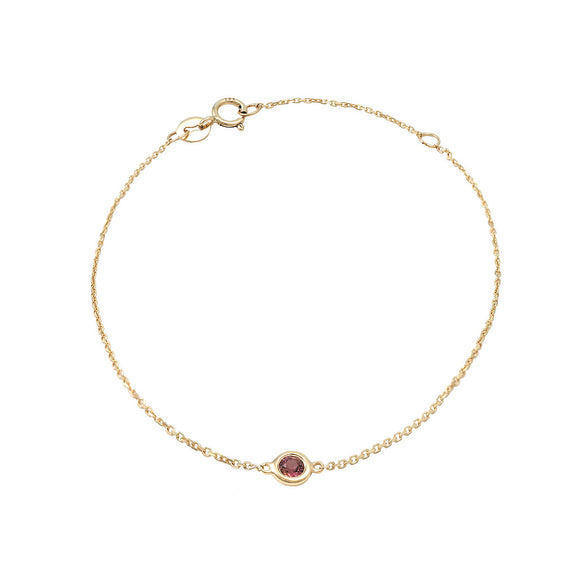 14 KT Pink Tourmaline gold adjustable bracelet
