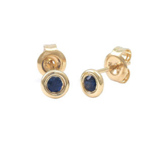 14 KT Sapphire September Birthstone Bezel earrings