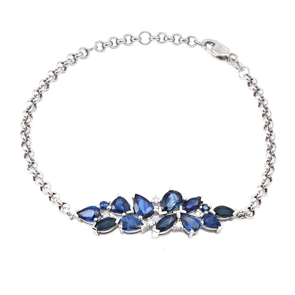 14 KT Pear Sapphire and Diamond Bracelet