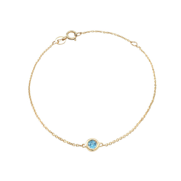 14 KT Blue Topaz Birthstone gold bracelet