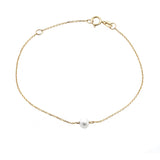 14 KT Single pearl June birthstone gold adjustable bracelet