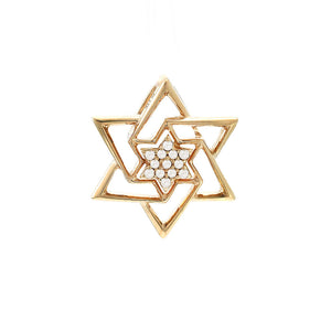 14 KT Star of David Diamond Necklace Yellow gold