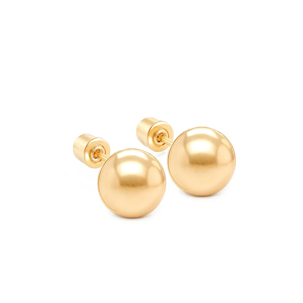 14 KT Polished Ball earrings screw backs