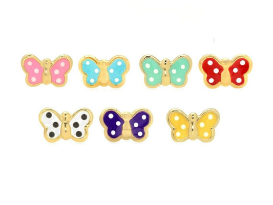 14 KT Butterfly polka dots screw back earrings