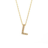 14 KT Diamond Initial Letter Necklace with chain A-Z