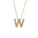 14 KT Diamond Initial Letter Necklace with chain A-Z