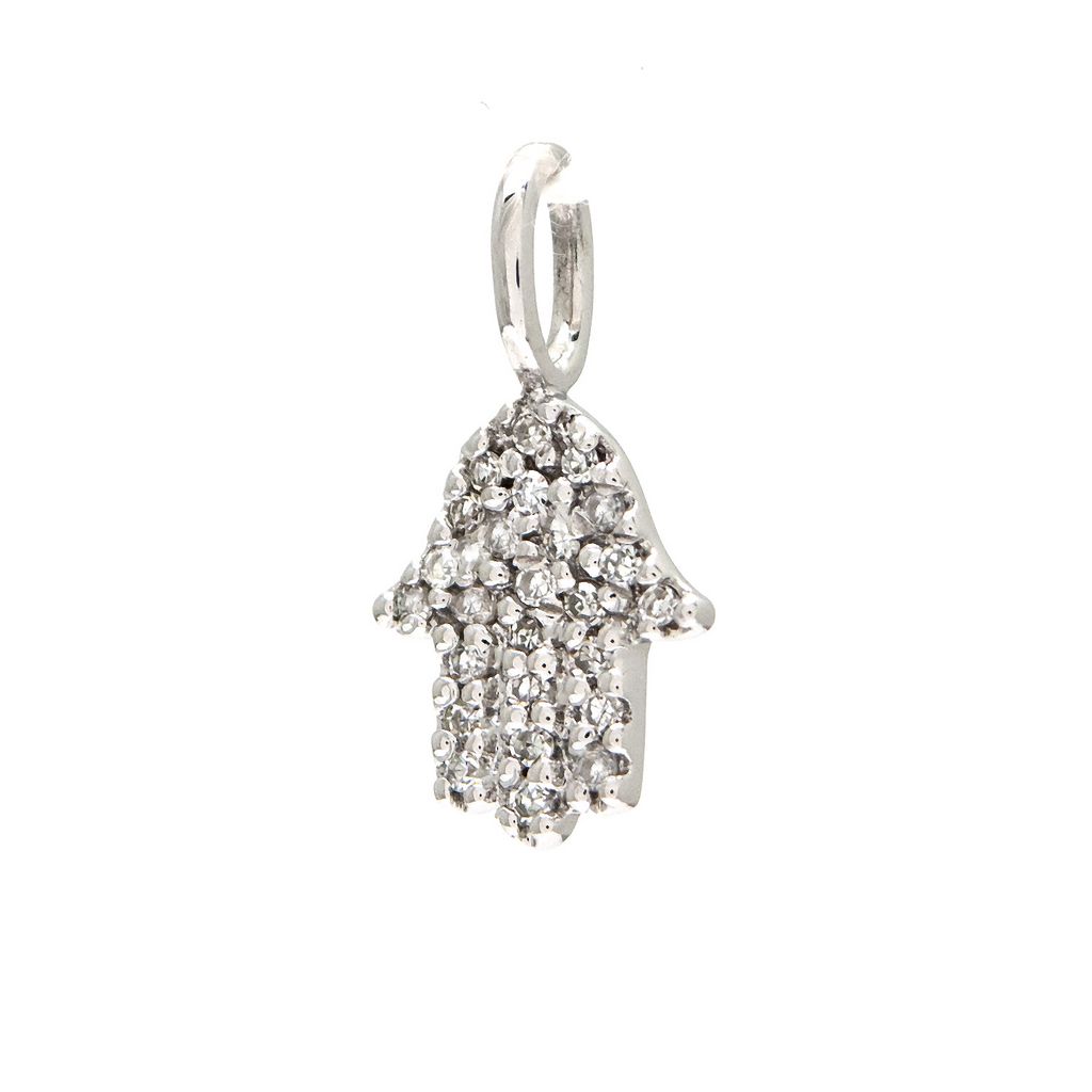 14KT Diamond Hamsa symbol pendant