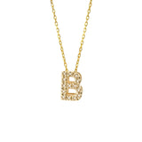 14 KT Diamond Initial Letter Necklace with chain A-Z