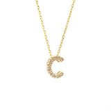 14 KT Diamond Initial Letter Necklace with chain A-Z