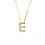 14 KT Diamond Initial Letter Necklace with chain A-Z
