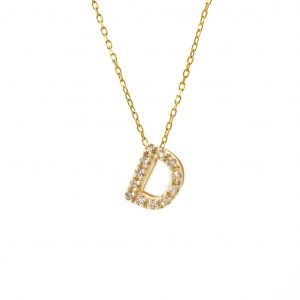 14 KT Letter Necklace Diamond A-Z
