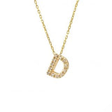 14 KT Diamond Initial Letter Necklace with chain A-Z