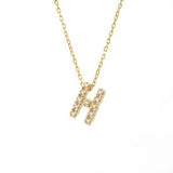 14 KT Diamond Initial Letter Necklace with chain A-Z
