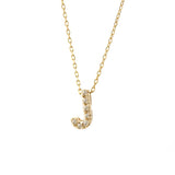14 KT Diamond Initial Letter Necklace with chain A-Z