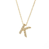 14 KT Diamond Initial Letter Necklace with chain A-Z