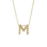 14 KT Diamond Initial Letter Necklace with chain A-Z