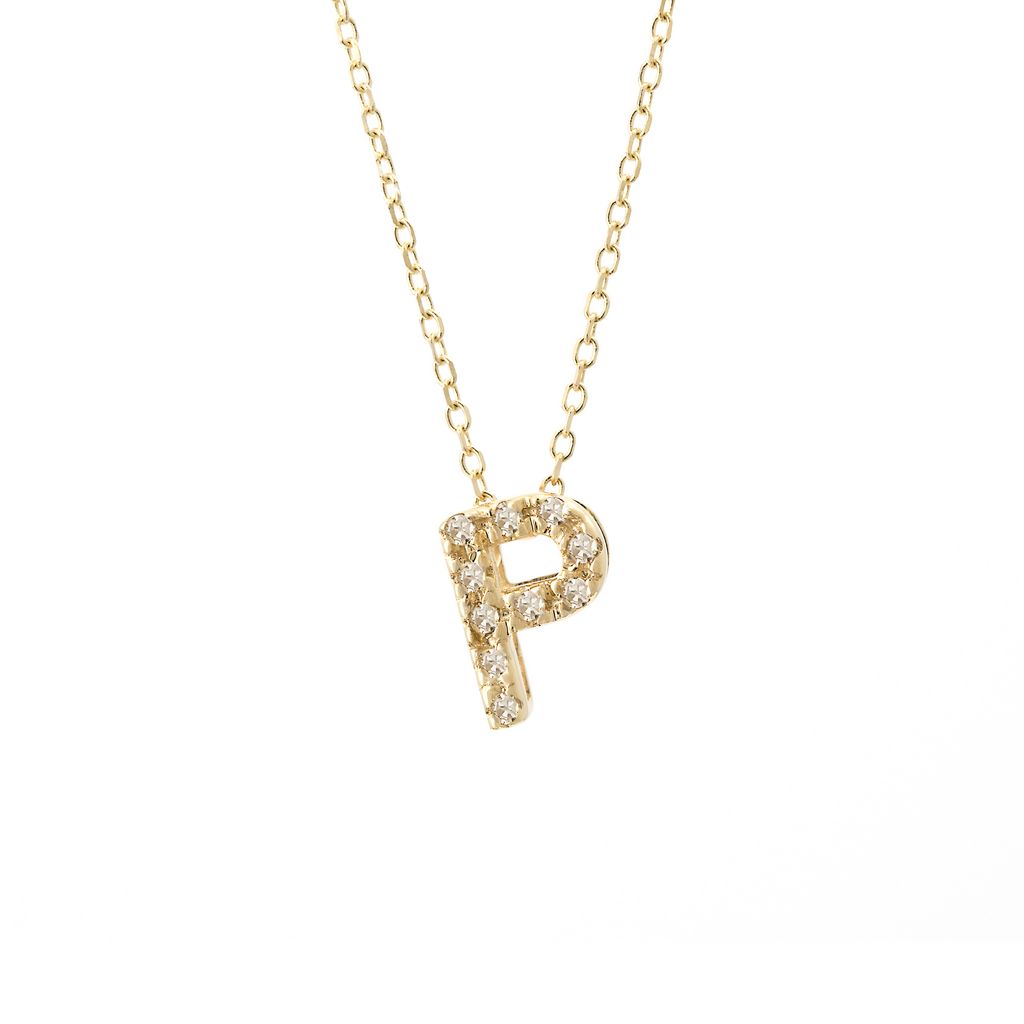 14 KT Letter Necklace Diamond A-Z