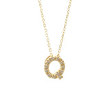 14 KT Diamond Initial Letter Necklace with chain A-Z