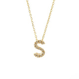 14 KT Diamond Initial Letter Necklace with chain A-Z