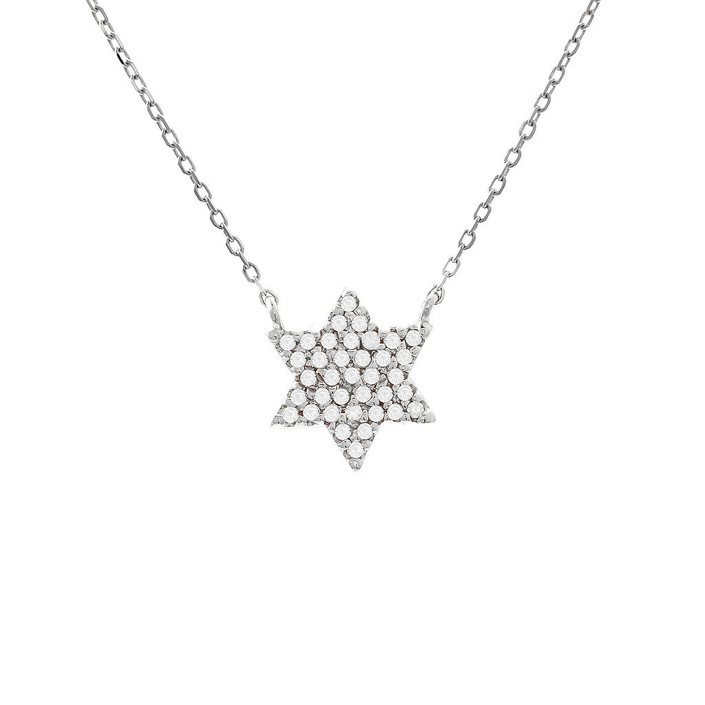 Gold Diamond Star of David Necklace