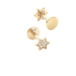 14 KT Star of David Flat Back Earrings (Pair)