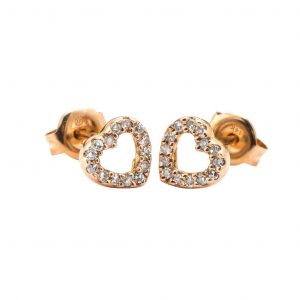 14 KT Diamond Open Hearts Earrings