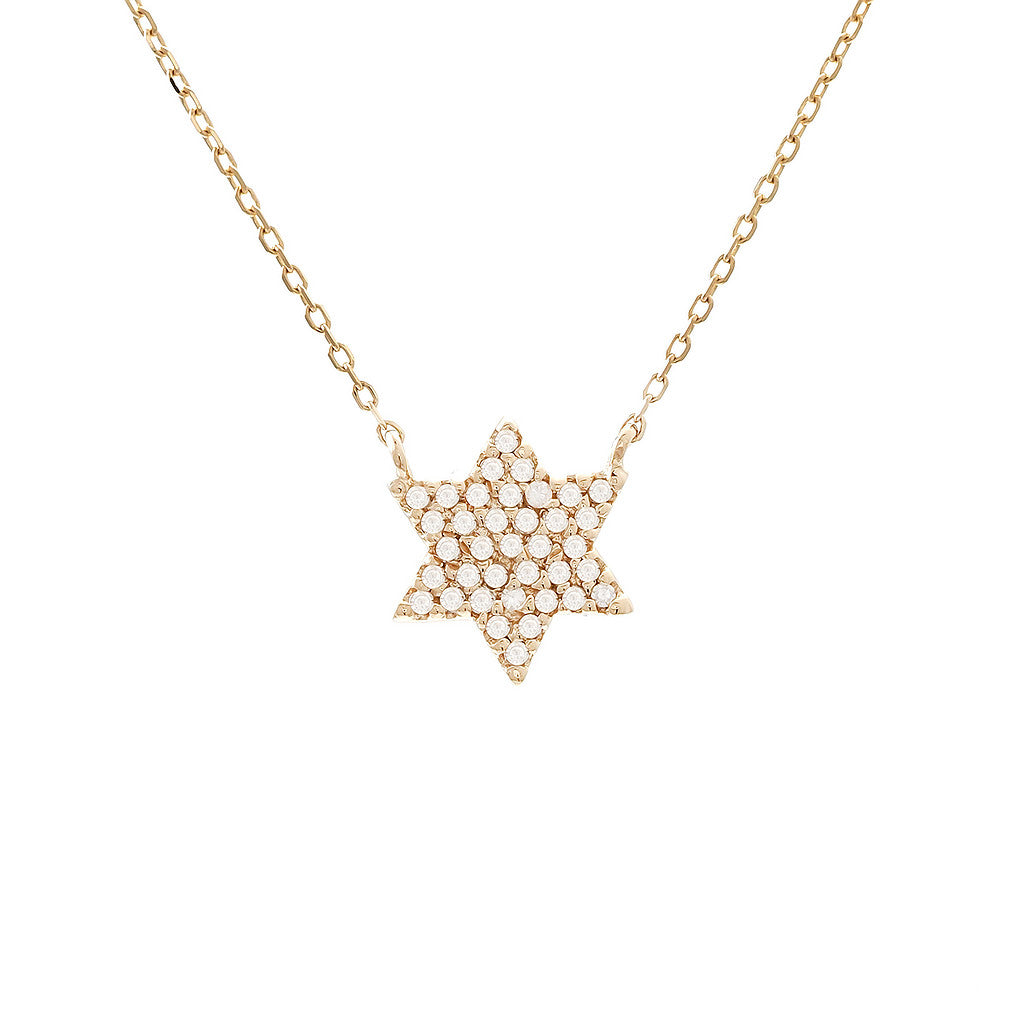 Gold Diamond Star of David Necklace