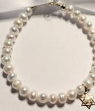 14 KT Children's Pearl Star of David Bracelet (6 IN)