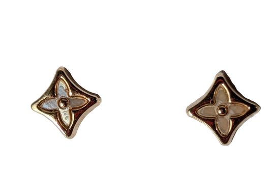 14 KT Gold Mother of Pearl Butterfly Screw Back Earrings