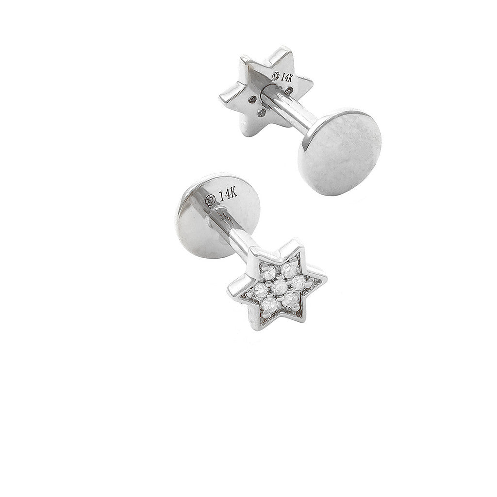 14 KT Star of David Flat Back Earrings (Pair)