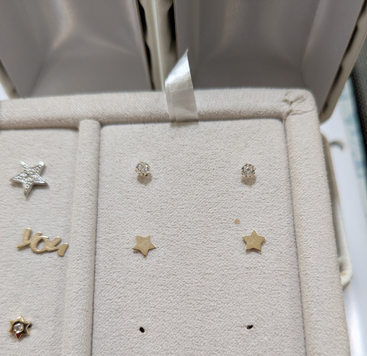 Star  14 KT Polished silicone back earrings