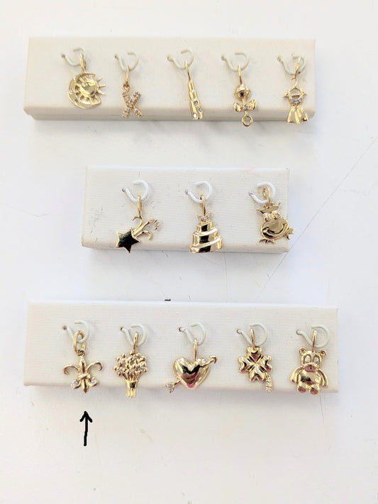 Fleur de Lis 14 KT Diamond Gold charm