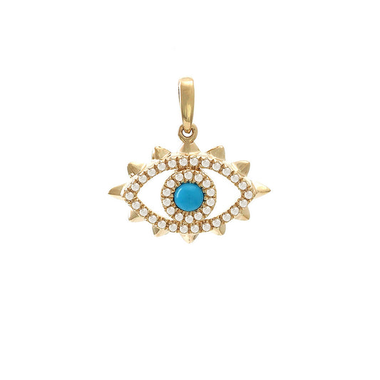 Evil Eye diamond and turquoise pendant charm