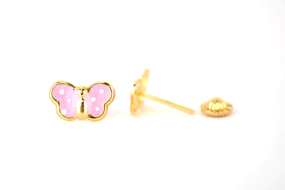 14 KT Baby Butterfly polka dots screw back earrings