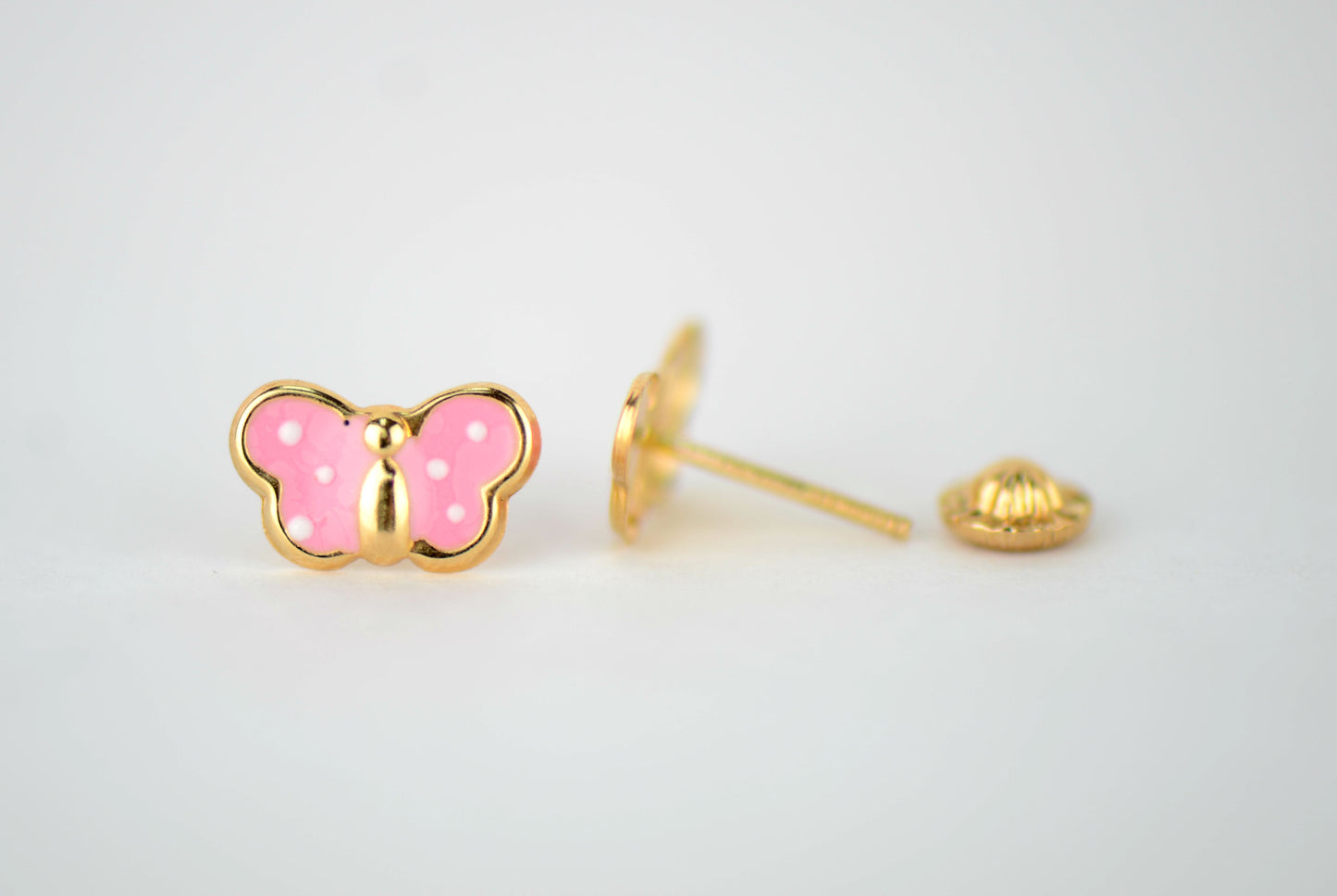 14 KT Butterfly polka dots screw back earrings