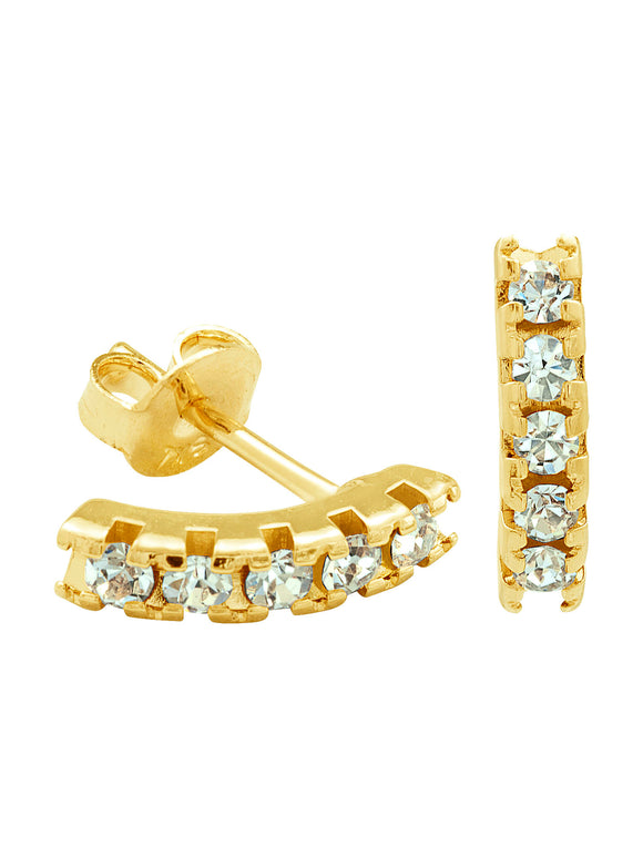 Crystal Demi hoop gold filled post clutch back earrings
