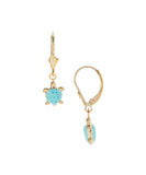14 KT Gold Plated Silver Children's turtle dangle earrings