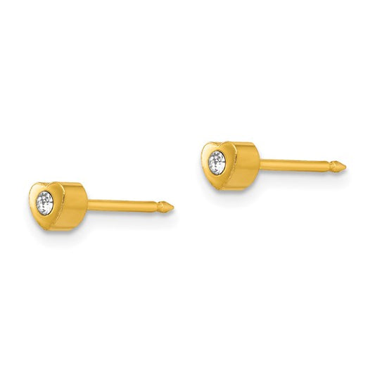 14 KT plated heart with crystal piercing earring