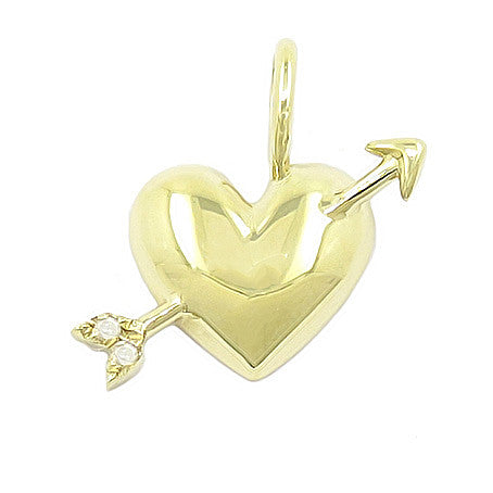 Heart with arrow diamond mini pendant charm