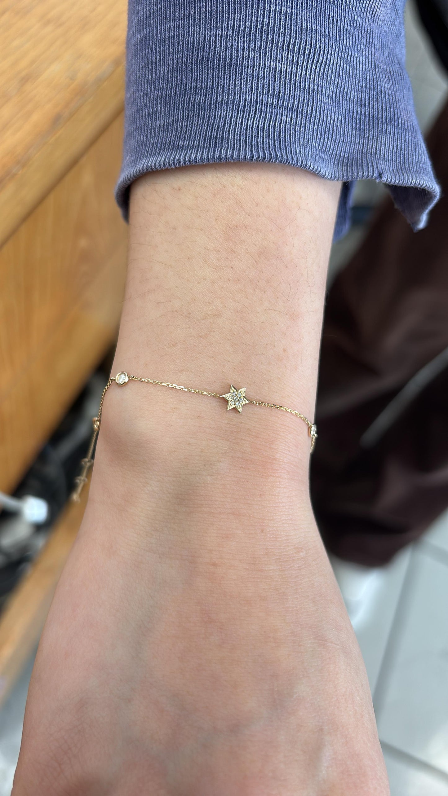 14 KT Small Star of David diamond bracelet