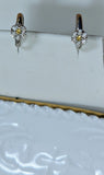 Flower Clear and Champagne Huggie Earring