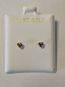 14 KT Hearts diamond sparkle cut with cz screw back earrings