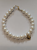 14KT Pearl Bracelet with puffed gold heart