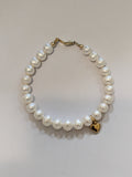 14KT Pearl Bracelet with puffed gold heart