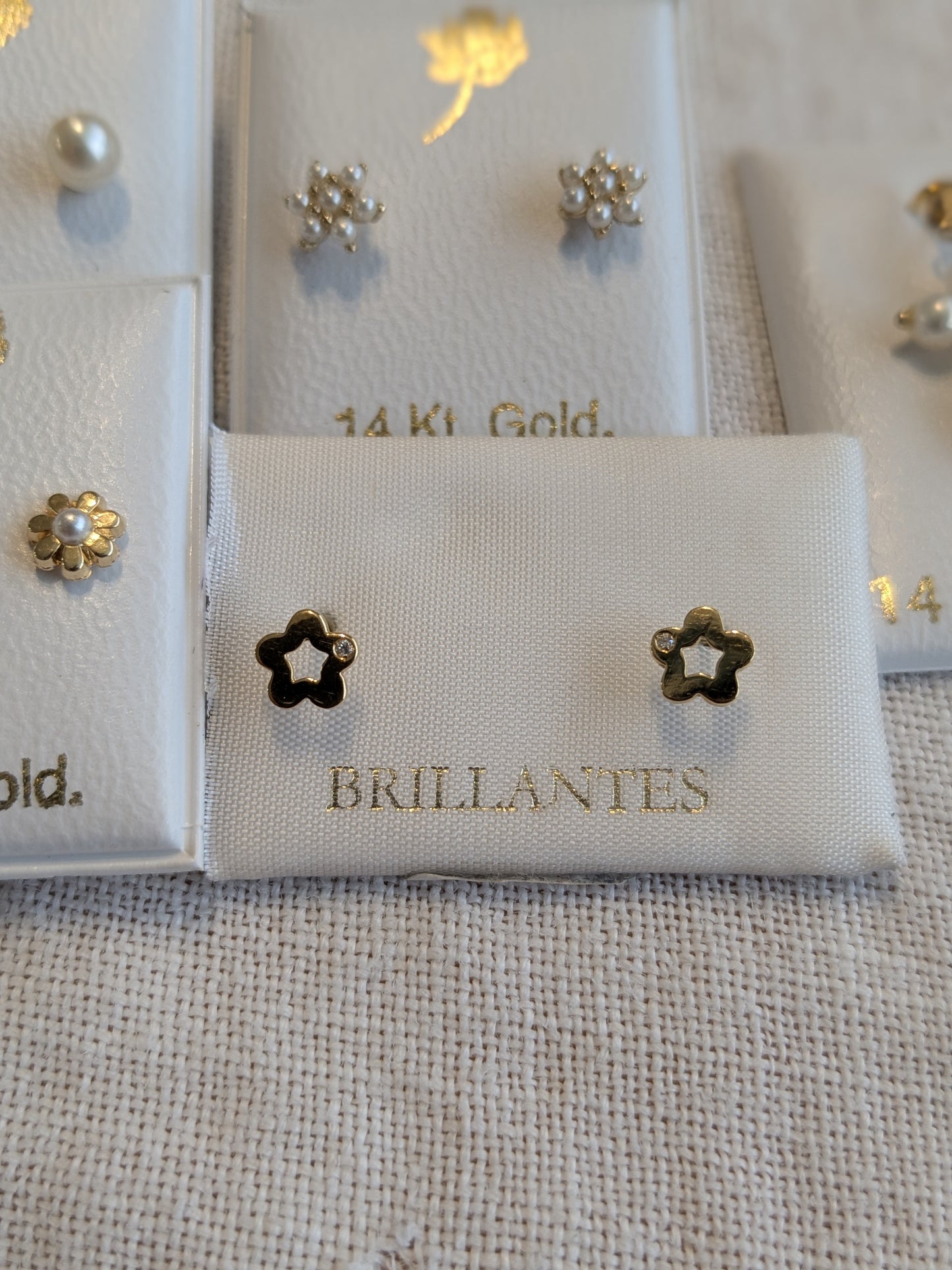 18 KT Flower with diamond accent gold Screw Back Earrings