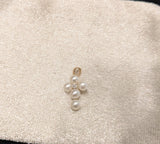 14 KT Children's Diamond Pearl gold cross pendant