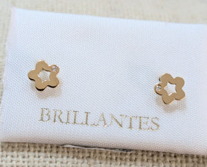 18 KT Flower with diamond accent gold Screw Back Earrings