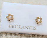 18 KT Flower with diamond accent gold Screw Back Earrings